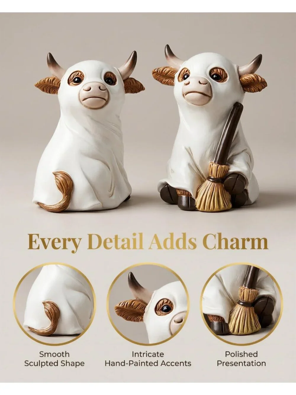 Highland Cow Ghost Set Of 2 Figurines Halloween Farmhouse Décor Decoration